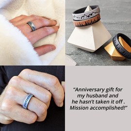 Knot Theory Mountain Silicone Ring Men and Women - Metallic Blue Size 7 Wedding Band, Sports Activities, Breathable Comfort Fit 6mm Bandwidth