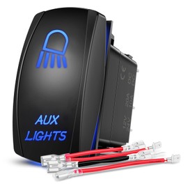 Nilight Aux Lights Rocker Switch Led Light Bar Switch 5 Pin Laser On Off SPST switches 20A/12V 10A/24V Switch Blue with Jumper Wires Set for Cars Trucks Boats ATVs UTVs RVs