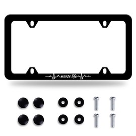 Nurse Life License Plate Frame Beautiful Text License Plate Stainless Steel Parts Funny License Plate Decorative with Screws Size 12.3" x 6.3" Men Women
