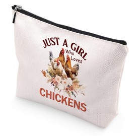 Sitsink Funny Gifts for Chicken Lovers - Just a Girl Who Loves Chickens Unique Gifts for Women, Rooster Flower Bouquet Makeup Bags, Gifts for Best Friends Birthday, Chicken Mom Stuff Girls Gifts,