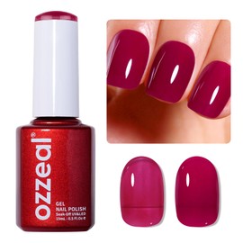 Jelly Gel Nail Polish, Rose Red Jelly Nail Polish Gel Translucent Sheer Spring Summer Nail Gel Polish Soak off UV LED Light for Nail Art DIY Manicure 0.5 Fl Oz