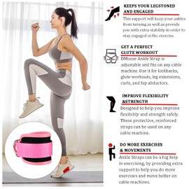 Ankle Straps for Cable Machine Ankle Straps Cable Kickback Ankle Strap with Double D Ring Kickback Ankle Strap for Glute Workouts Leg Extensions and Lower Body Exercises