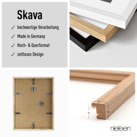 nielsen Skava Wooden Oak Photo Frame with Mount 24 x 30 cm Portrait & Landscape Hanging Real Glass