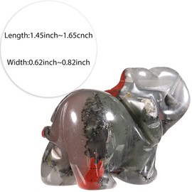 Nupuyai Africa Bloodstone Carved Crystal Animal Elephant Statue Figurine, Good Luck Gift Energy Healing Mini Crystal Ornament for Home Office Decor