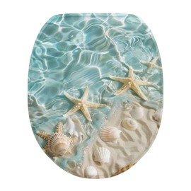 Flashideas Starfish Shell Toilet Lid Cover Soft Plush Seat Bathroom Decoration Accessories Fits Most Toilet Lids for Bathroom Decor Easy to Clean Toilet Lids for Bathroom Machine