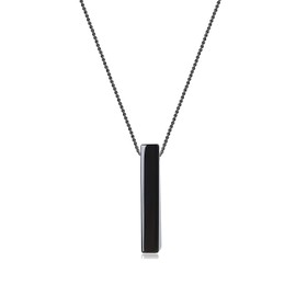 COAI Simple Bar Necklace Crystal Necklace for Women Men, Black Obsidian Necklace 60cm