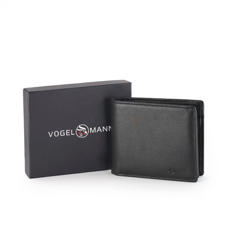 VOGELMANN Men's Leather Wallet, Men's Leather Wallet, Leather Wallet, black,