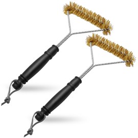 Pack of 2 Brass Grill Brush, Brass Brush, Anti-scald Brass Brush, Small Pizza Oven Brush, Grill Brush, Oven Brush for Grill, Gas Grill, Charcoal Grill, Cast Iron Grill