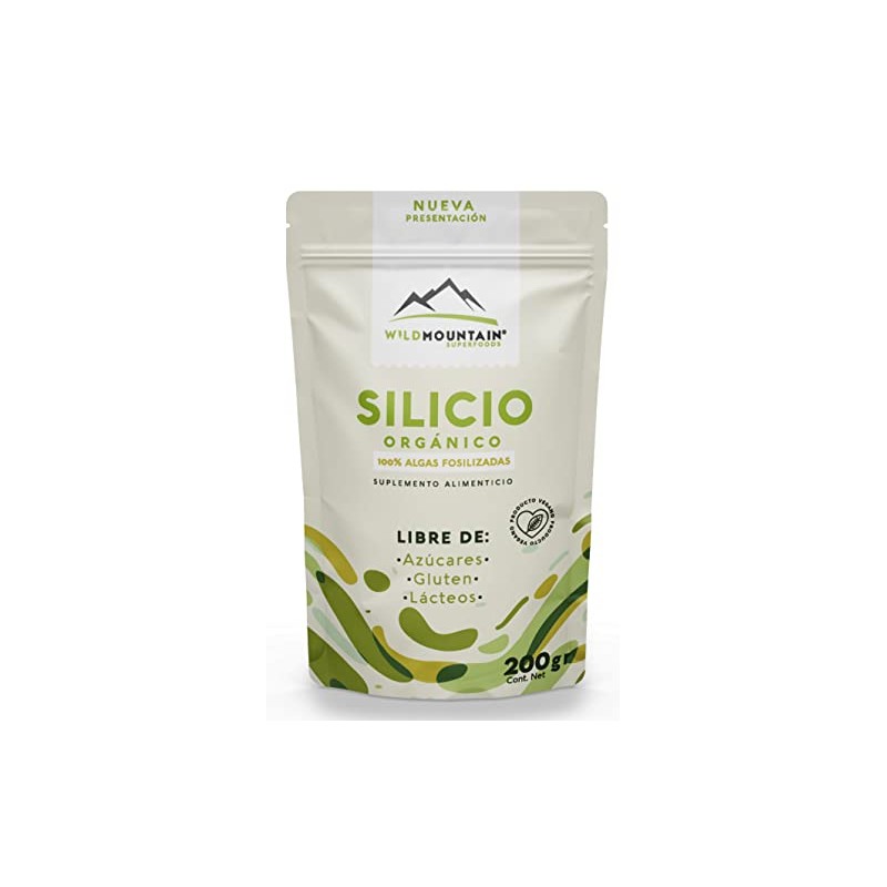 Wildmountain, Silicio Orgánico Suplemento Alimenticio Vegano Sin Azúcar 200gr