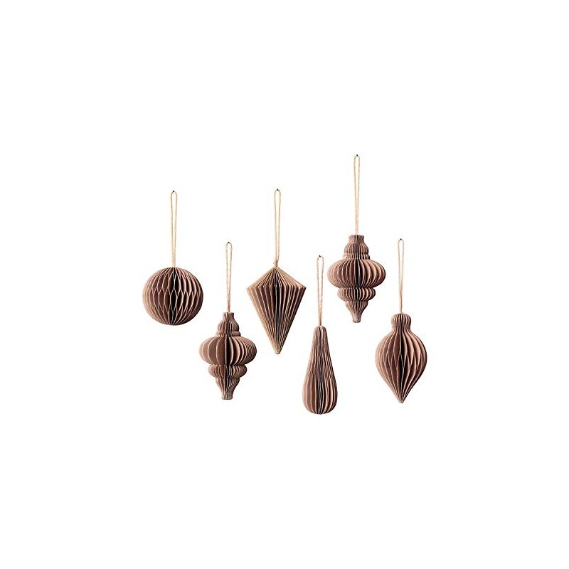 Broste Decorative Christmas Mix Paper Pendants Set of 6 Ready