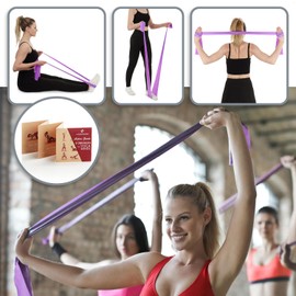 Legendwerk® 4-Piece Fitness Band Set with Door Anchor, Yoga Resistance Band, Resistance Band for Muscle Building, Exercise Band with Fitness Bag and Training Guide (Set - Pink, Turquoise, Purple)