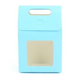 Transparent Window Gift Bag - Square with Handle Gift Bag Small - Blue 14ea