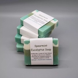 Homemade 5 pack of Spearmint Eucalyptus Soap - Terrific scent made with Essential oils