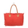 Myra Bag Carroty Upcycled Canvas & Leather Handbag S-1484, Red,
