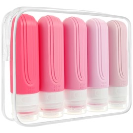 CHEODIN Travel Bottles for Toiletries, 5 Pack TSA Approved Travel Size Containers, 3oz Leak Proof Refillable Travel Accessories for Shampoo Conditioner, BPA Free Travel Bottles with Toiletry Bag