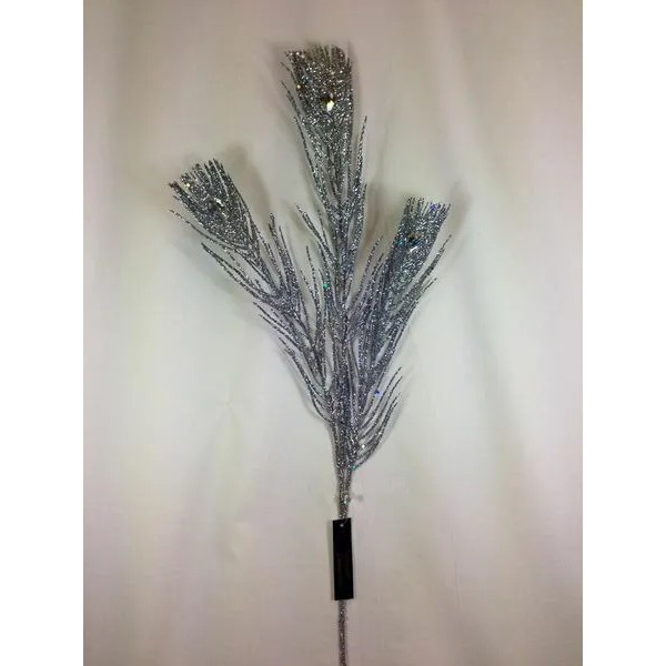 December Diamonds 26-26290 Set/2 Silver Glitter Gems Sparkling Branch Christmas