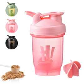 SHANGFENG Protein Shaker Bottle With PP Ball Leak Proof Secure Drinking Flip Cap Plastic Workout Water Bottle for Powder Shaker Gym Sports Supplement Fitness Workout 350 ml (pink)