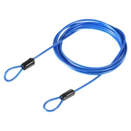 M METERXITY Security Cable - Plastic Coated Steel Locking Rope Apply to Outdoor/Bicycle/Travel (2.5mmx2m, Blue)