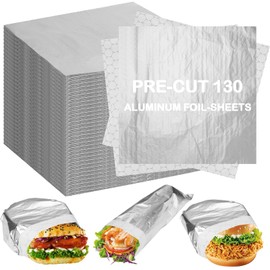Sublaga 130 Pack Insulation Sandwich Wrapping Paper Aluminum Foil Sheets -12" x 12" Pre-Cut Foil Paper- Aluminum Foil Sandwich Wrap Sheets for Sandwich Wraps, Burritos and BBQ