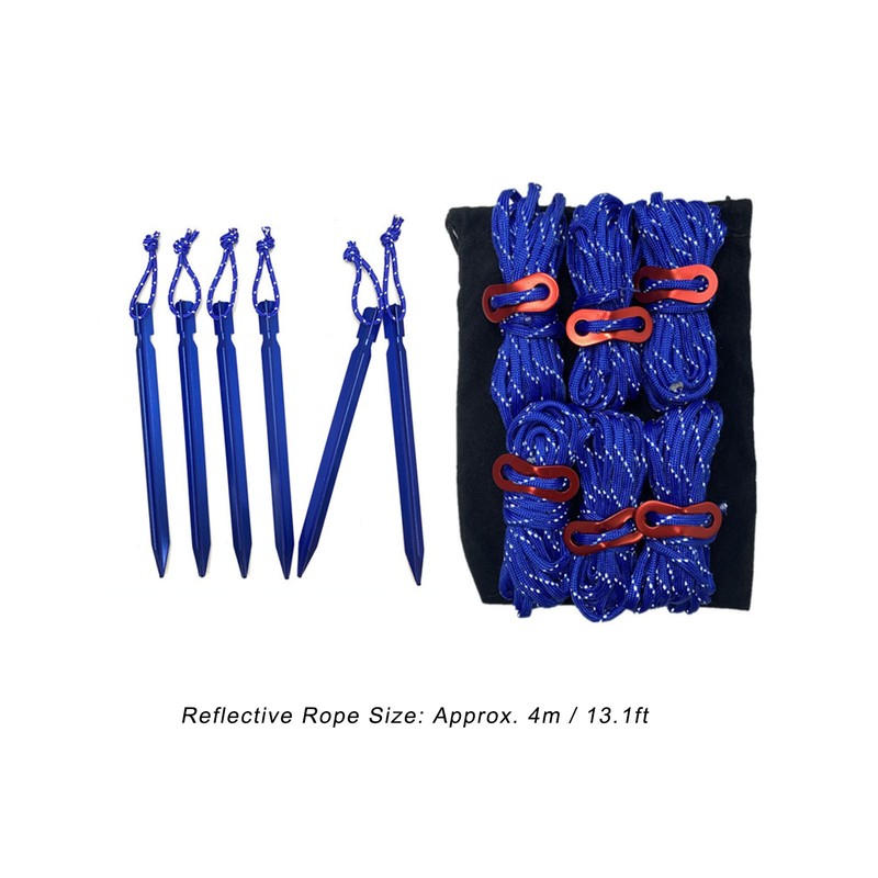 Tent Ropes Peg Buckles Reflective Ropes Set with Storage Bag