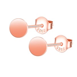 MOOFUN Polished Round Stud Earrings Rose Gold/Silver/Gold Women's Earrings Stud 925 Silver Earring Classic Circle Earrings for Mum Girlfriend Girls Sister Women Gift Birthday Gift, Sterling Silver