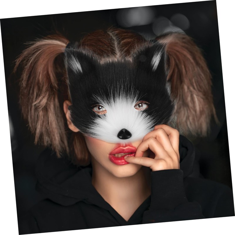 Alipis Animal Cosplay Mask Half-face Wolf Mask Cat Mask Furry