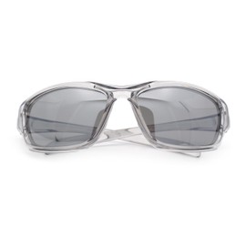 90s Styling Rectangular Fem Color Sport Plastic Wrap Around Sunglasses Slate - Grey