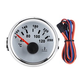 Acouto Temp Gauge Temperature Meter 52mm/2in Marine Engine Water Temperature Gauge 40-120 ℃ Temp Meter for Boat RV(White Dial Silver Cover)