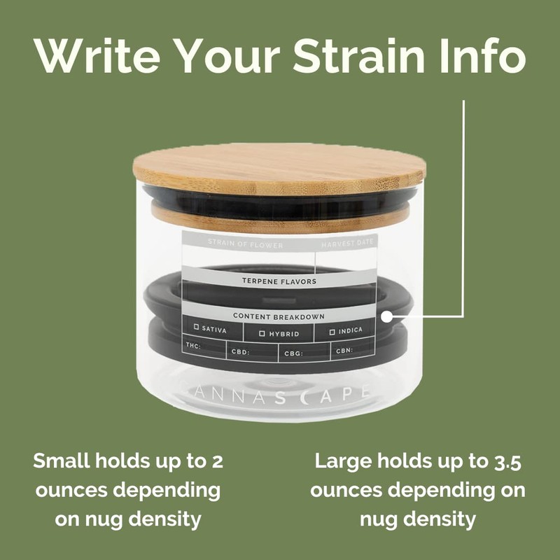 Cannascape Glass Herb Stash Jar Storage Canister - Airtight Container