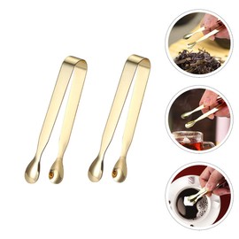 DOITOOL Lemon Tea Bags Stainless Steel Mini Serving Tongs 2Pcs Sugar Cube Tongs Gold Ice Cube Tongs Small Appetizer Tongs Desserts Clamp for Kitchen Tea Party Coffee Bar