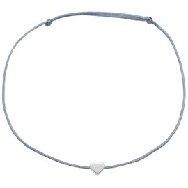 Selfmade Jewellery Heart anklets made of macrame band with hearts in silver, adjustable size, foot chain anklet incl. Jewellery bag, Base Metal, gray