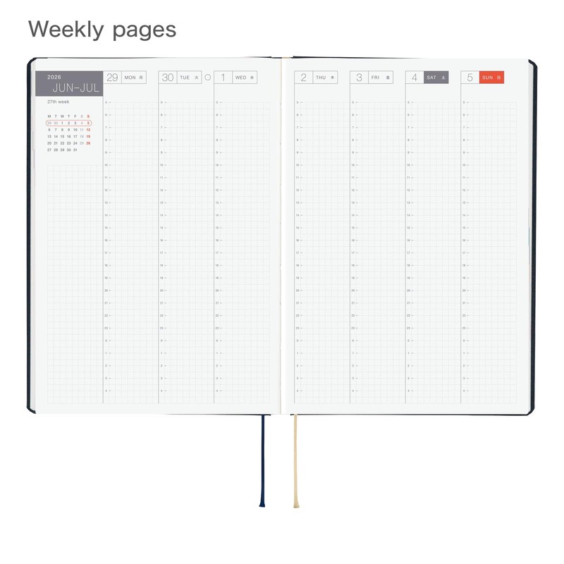 Hobonichi Techo HON A5 2026 - Slash (Navy) (English, January