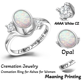 Opal Circle Urn Rings for Ashes for Women - 925 Sterling Silver Memorial Cremation Jewelry for Ashes Keepsake for Loss of a Loved One (CZ Circle Urn 7)