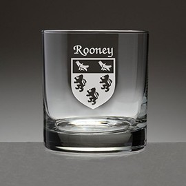 Rooney Irish Coat of Arms Tumbler Glasses - Set of 4 (Sand Etched)