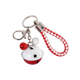 UUYYEO 4 Pcs Jingle Bell Car Keychain Christmas Key Chains Keyrings Wristlet Keychain Purse Bag Charm Pendant Xmas Holiday Party Favors Red