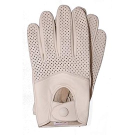 Riparo Motorsports Men's Half Mesh Leather Driving Gloves (Large, White)