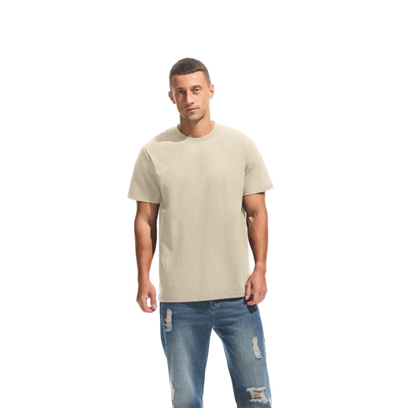 VEIISAR Men's Midweight Crew Neck T-Shirt - 210GSM Soft Cotton