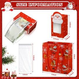 5 Dispensadores de Dinero de Navidad de Papá Noel y 5 Bolsas de Regalo de Navidad Kit de Dinero Sacado de Torta Bolsa para Regalo con 100 Cajas de Direno de Pastel Bolsa Transparente