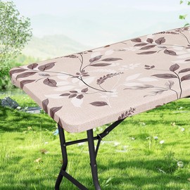 CRFATOP 8FT Waterproof Folding Tablecloth Stretch Rectangle Table Cloth Elastic Fitted Picnic Table Cover Printed Rectangular Tablecloth Tables Protector for Picnic Party Camping, 96x 30in,20