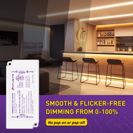 HitLights 60W Dimmable LED Driver, Electronic Transformer, 120V AC to 24V DC Power Supply for LED Strip Light, Low Voltage Lighting Project, Compatible with Lutron Leviton Dimmers, UL Listed, Class 2