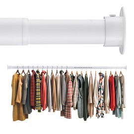 Closet Rods for Hanging Clothes 17 to 87 Inches Metal Adjustable Heavy Duty White Closet Rod 1.3 Inches Diameter