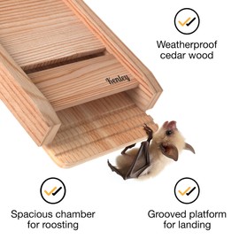 Kenley Bat House - Outdoor Bat Box Shelter with Large Double Chamber - Handcrafted from Cedar Wood - Easy for Bats to Land and Roost - Weather Resistant & Ready to Install