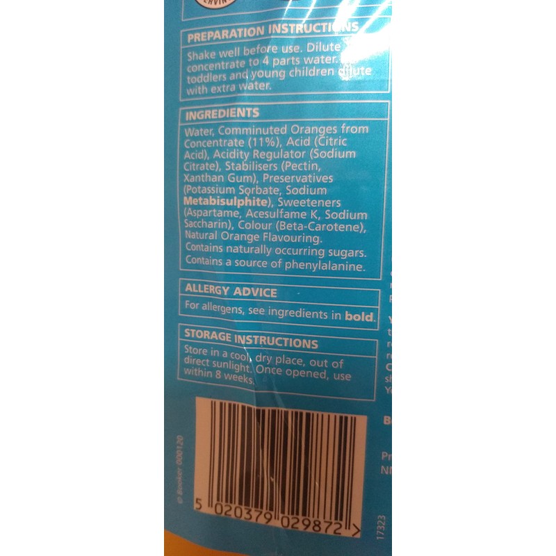 Chefs Larder Orange Squash No Added Sugar 1 x 5litre