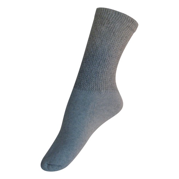 Diabetic Womens Crew Socks (3 Pack) 9-11, Gray, Made in The USA