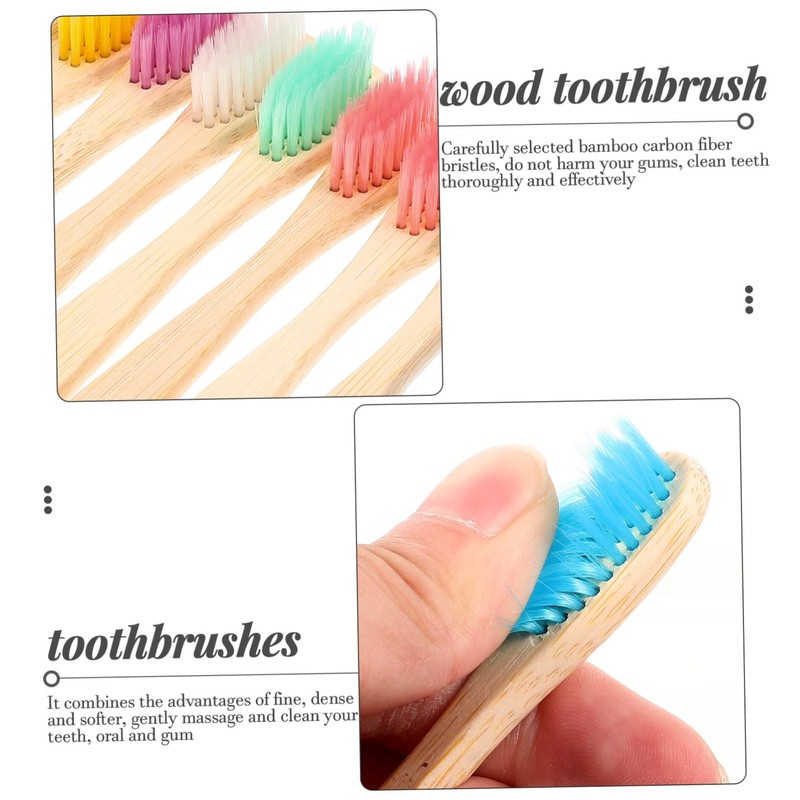 Alipis 10 Pack Soft Travel Toothbrushes Bamboo Charcoal Wooden Handle