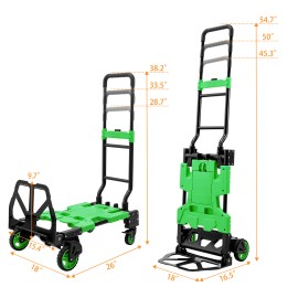 LoJok TECSPACE 2 in 1 Folding Hand Truck, 400 LBS Capacity Dolly Cart (Green)