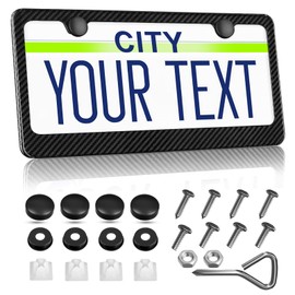 T-carbon Real Carbon Fiber License Plate Frame 100% Handcrafted License Plate Holder Luxury License Plate Frame with Anti-Theft Accessories Wide Black License Plate Cover Fit for US CAN Cars, 2 Holes