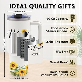 TNASURHUS Retirement Gifts for Women,Tumbler with Handle and Straw, Retirement Gifts Mug, Retired Gifts for Women, Wife, Sister, Boss, Coworker, Holiday, Christmas, Thanksgiving Gifts