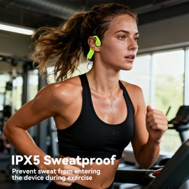 Fanisic Bone Conduction Headphones, Bluetooth 6.0 Open Ear Headphones with Mic, Type-C Quick Charge. Long Battery Life, IPX5 Sweatproof, Lightweight Comfortable for Office, Sports, and Driving