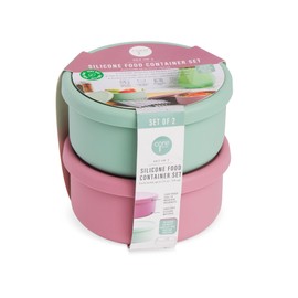 Core Kitchen Airtight Snap Lid in Watermelon Green & Pink 24 Ounce Food-Grade Safe BPA-Free Plastic Food Storage Container, Organization, 2 Bowl & Lid Sets, 48912